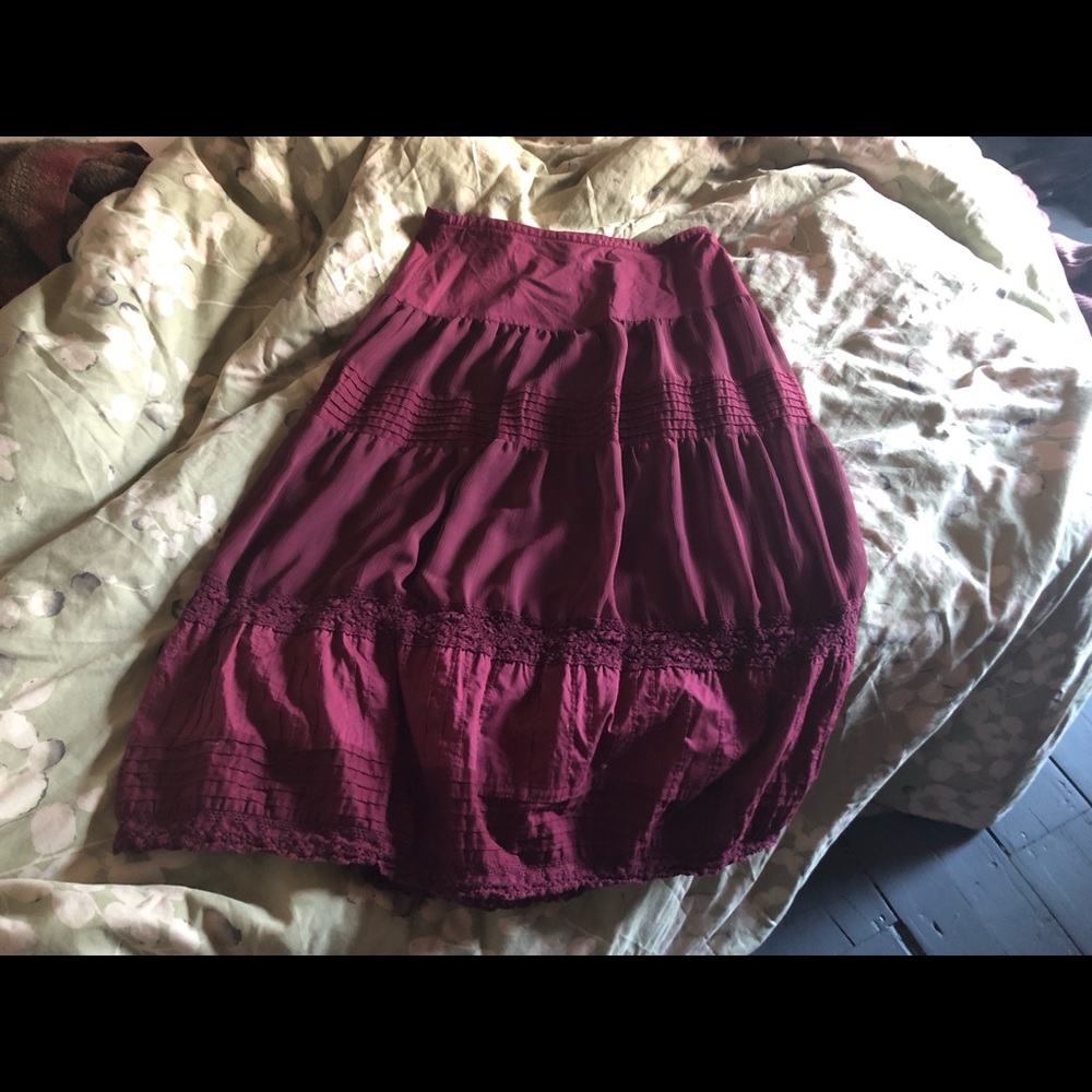 Apostrophe Burgundy Cottagecore Style Skirt